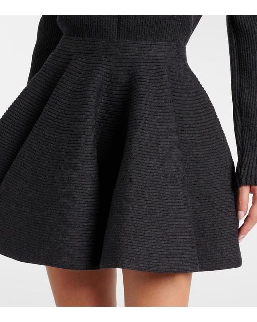 Alaïa Black Wool-Blend Miniskirt