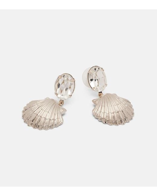 Jennifer Behr White Capesante Embellished Drop Earrings