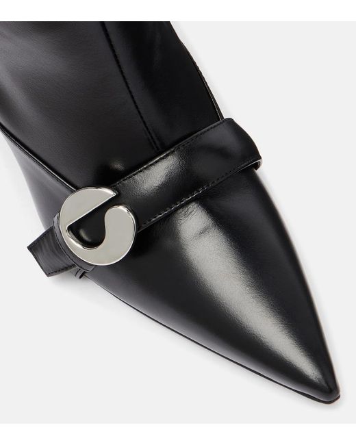 Coperni Black Logo Leather Knee-High Boots