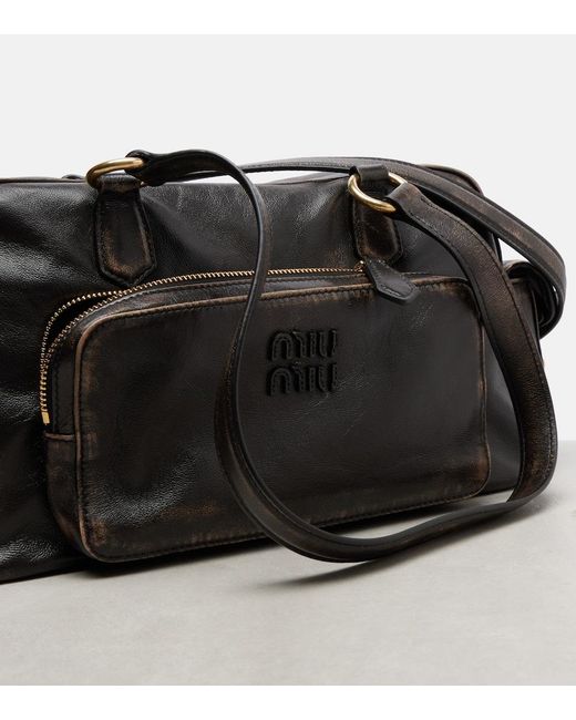 Miu Miu Black Pocket Leather Shoulder Bag