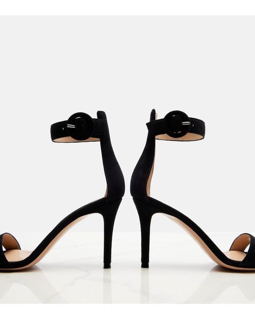 Gianvito Rossi Black Portofino 85 Suede Sandals