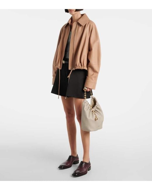 Loewe White Schultertasche Squeeze Small Aus Leder