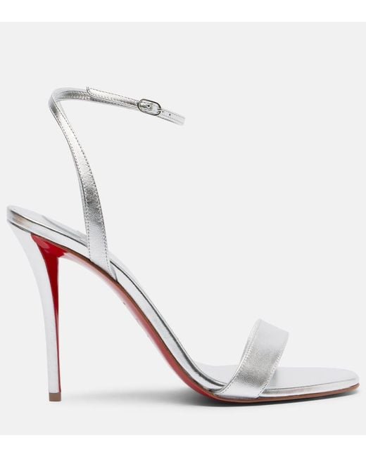 Christian Louboutin White Sandalen Miss Z 100 Aus Metallic-Leder