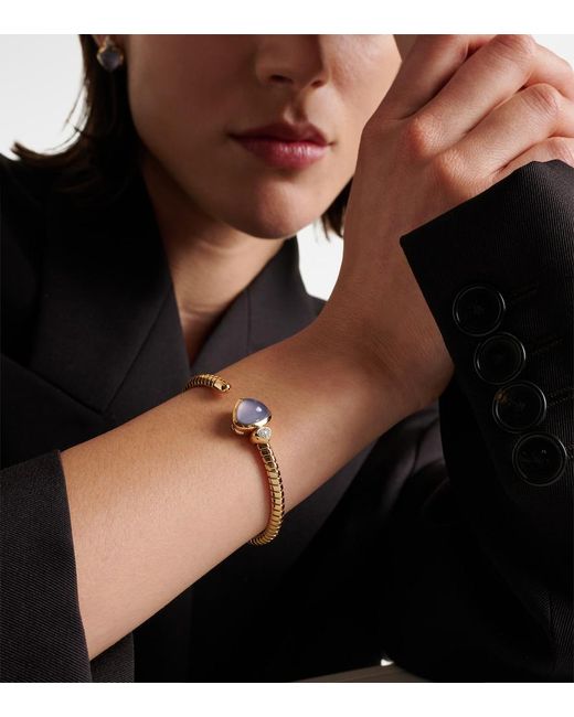 Marina B Metallic Trisolina Bypass 18Kt Cuff Bracelet With Chalcedony And Diamonds