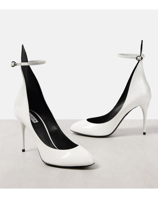 Alaïa White Patent Leather Decollete Pumps 90