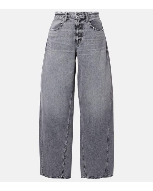 SLVRLAKE Denim Gray Alex Mid-Rise Wide-Leg Jeans