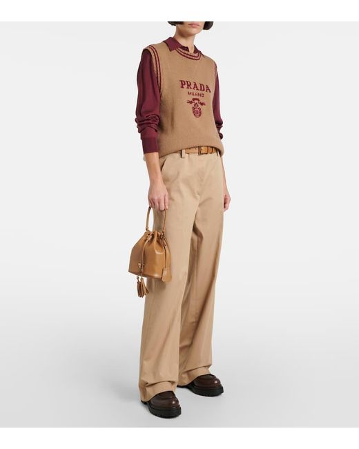 Prada Brown Bucket-Bag Small Aus Leder