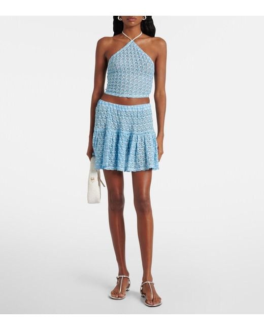 Missoni Blue Crochet Halterneck Top