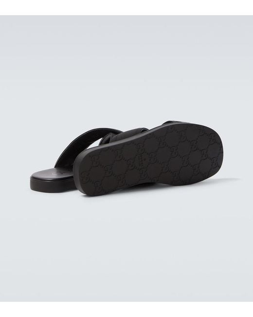 Gucci Black Logo Jacquard Sandals for men