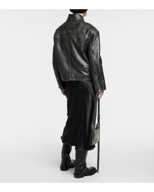 Acne Black Leather Jacket With A 'Vintage' Effect
