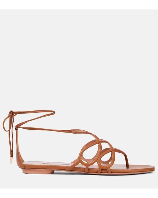Aquazzura Pink Infinito Leather Sandals