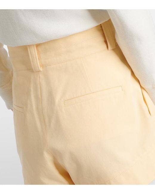 Short A Taille Haute En Coton Chloé en coloris Natural