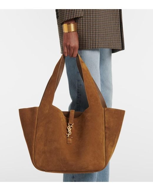 Saint Laurent Brown Le 5 A 7 Bea Suede Tote Bag