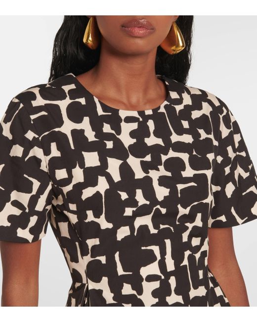 Max Mara Black Callas Printed Cotton Poplin Midi Dress