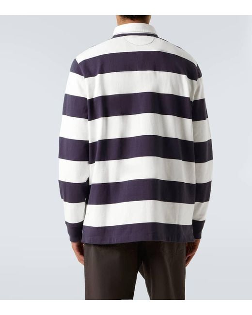 Polo Ralph Lauren Blue Polo Bear Striped Cotton Polo Shirt for men