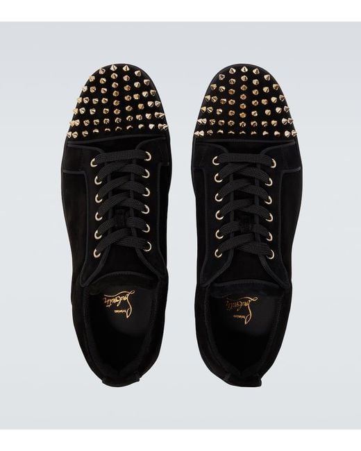 Christian Louboutin Black Louis Junior Spikes Suede Sneakers for men