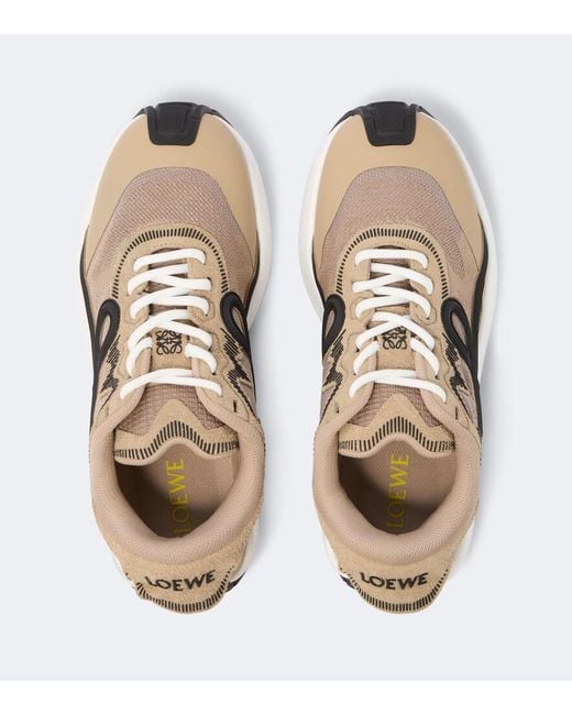 Loewe Natural Pogo Suede-Trimmed Sneakers for men