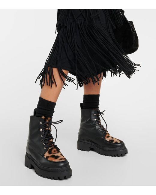 Yves Salomon Black Wool-lined Leather Ankle Boots