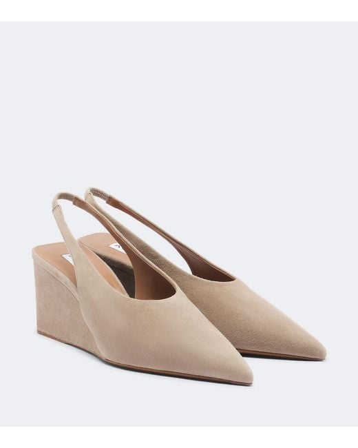 Alaïa Natural Suede Wedge Slingback Pumps