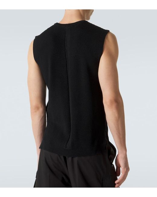 Rick Owens Black Ribbed-Knit Virgin Wool Tank Top for men