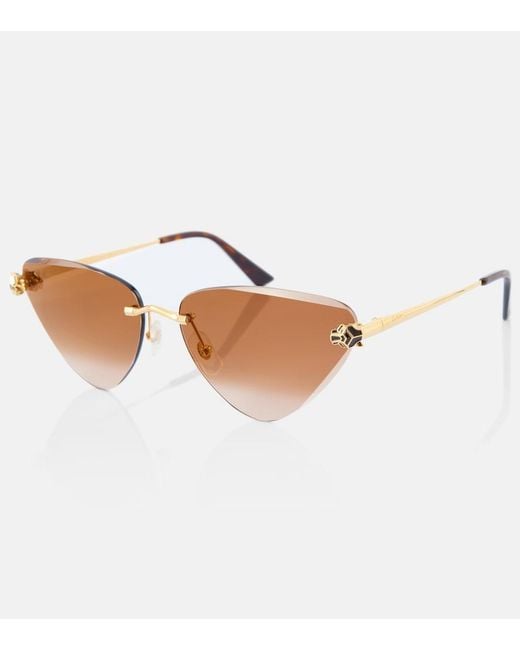 Cartier Brown Panthere De Cartier Cat-Eye Sunglasses