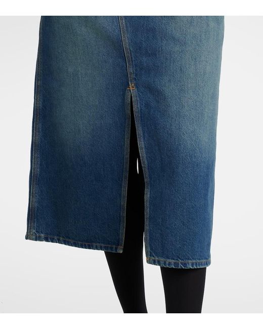 Victoria Beckham Blue Asymmetric Denim Midi Skirt