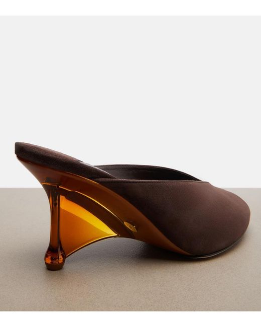 Jimmy Choo Brown Glace Suede Peep-Toe Wedge Mules