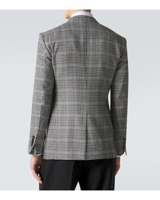 Tom Ford Gray Checked Wool-Blend Suit Jacket for men