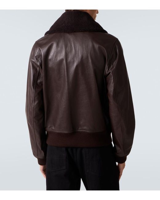 Our Legacy Black Pharos Leather Bomber Jacket for men
