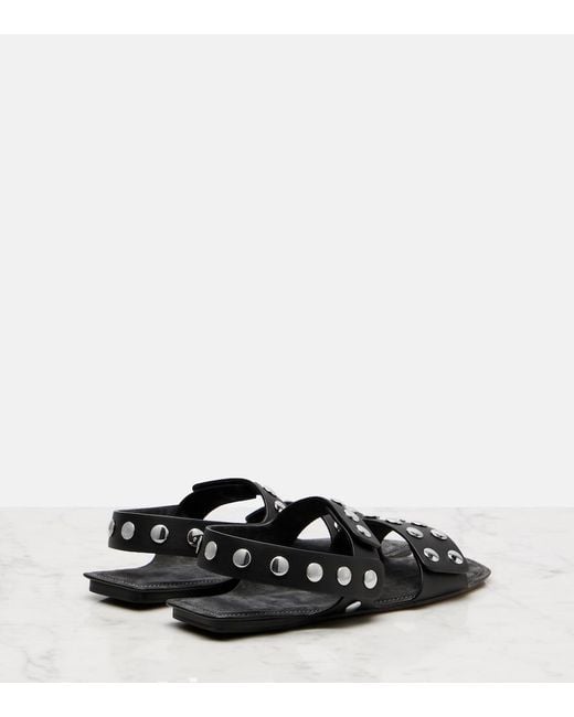 Khaite Black Boden Studded Leather Sandals