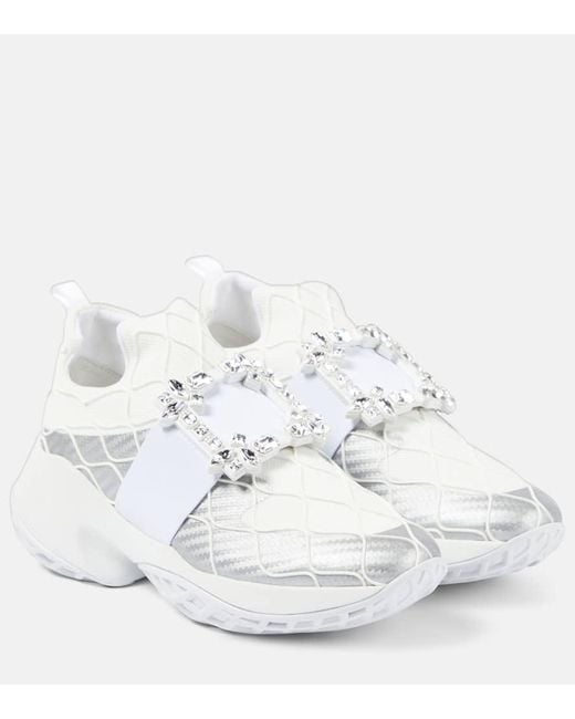 Roger Vivier White Verzierte Sneakers Viv' Run