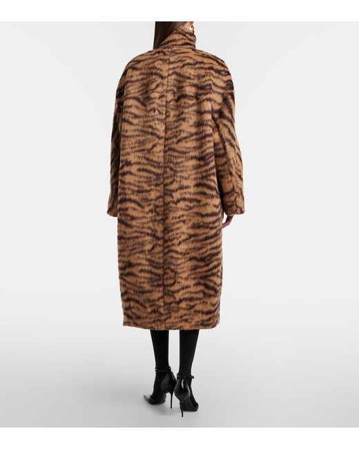 Alaïa Brown Wool-Blend Jacquard Coat