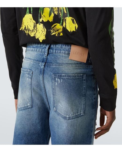 Loewe Blue Patchwork Straight Jeans for men