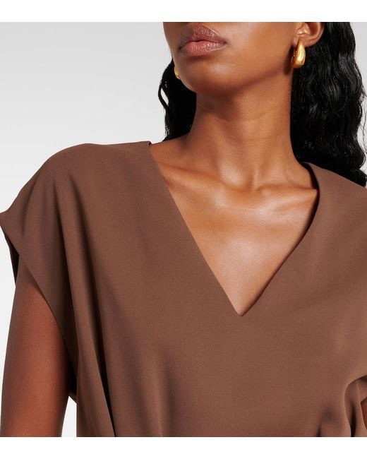 Joseph Brown Pleated Cady Midi Dress