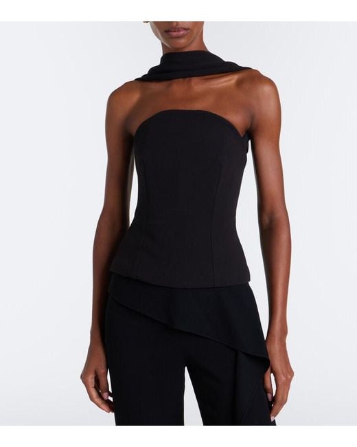 Roland Mouret Black Scarf-Detail Crepe Corset Top