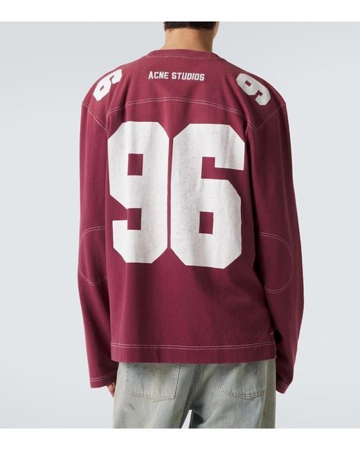 Acne Red Printed Cotton Jersey T-Shirt for men