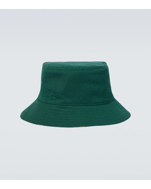 Cappello da pescatore reversibile in twill Check di Burberry in Green da Uomo