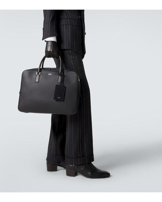 Tom Ford Black Elliot Leather Briefcase for men
