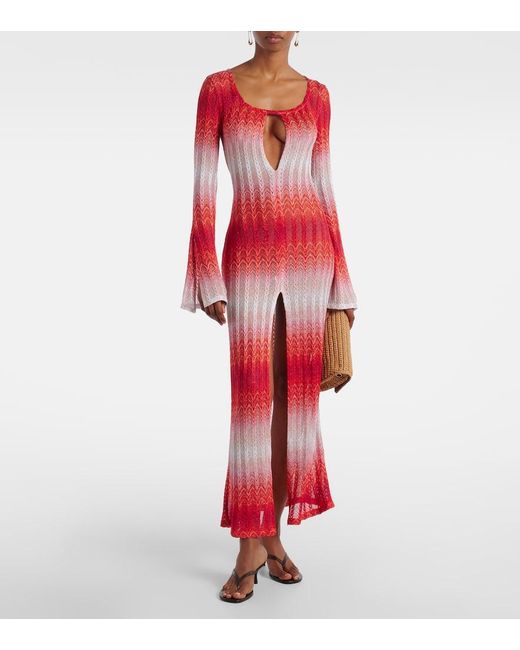 Missoni Red Zig Zag Lame Beach Cover-Up