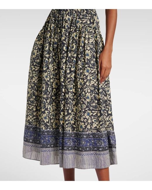 Ulla Johnson Green Lyria Floral Cotton-Blend Midi Dress