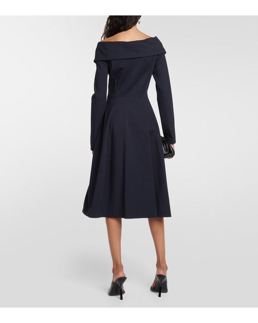 Dorothee Schumacher Blue Off-Shoulder Midi Dress