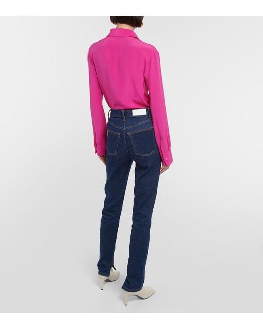 Re/done Blue Super High Drainpipe Slim Jeans