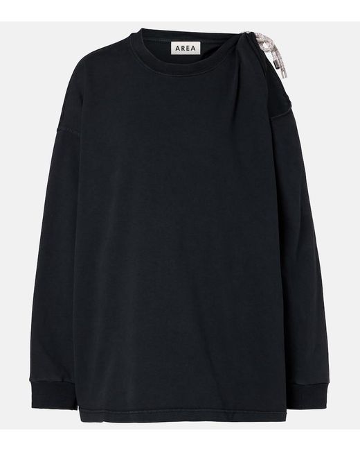 Area Black Embellished Cotton Jersey T-Shirt
