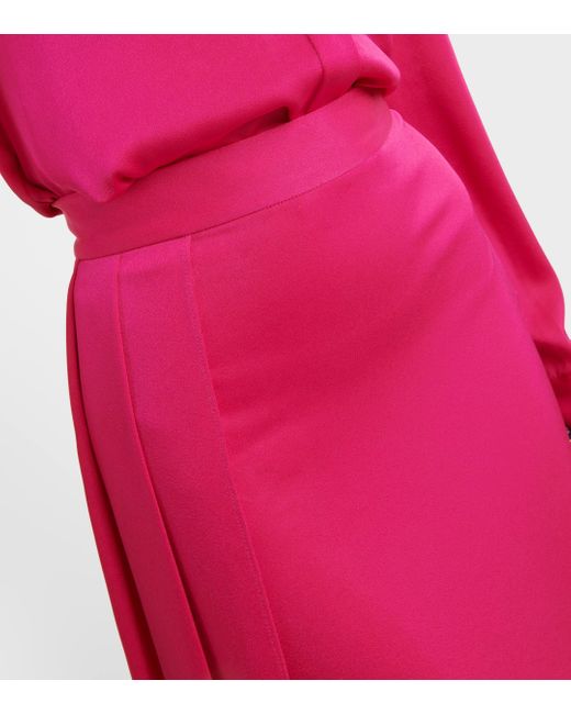 Alex Perry Pink Draped Satin Maxi Skirt