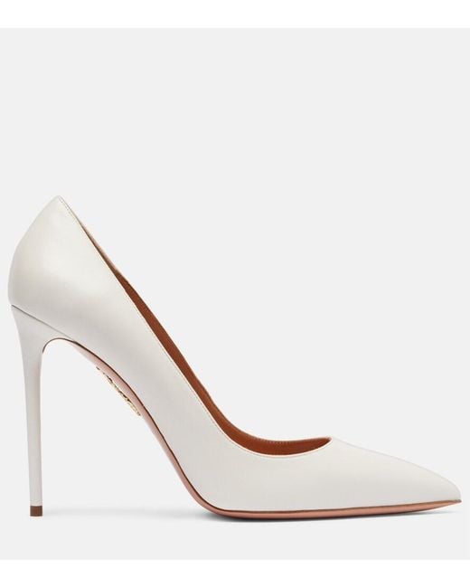 Aquazzura Brown Purist 105 Leather Pumps