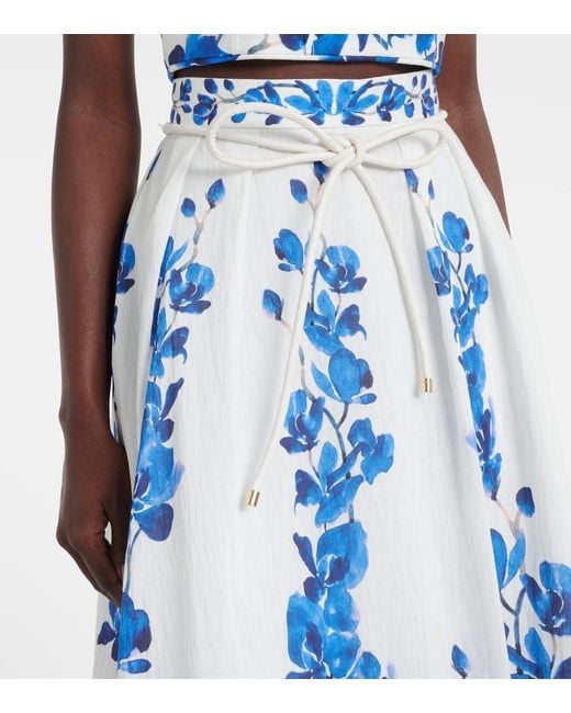 Rebecca Vallance Orchid Blues Floral Midi Skirt