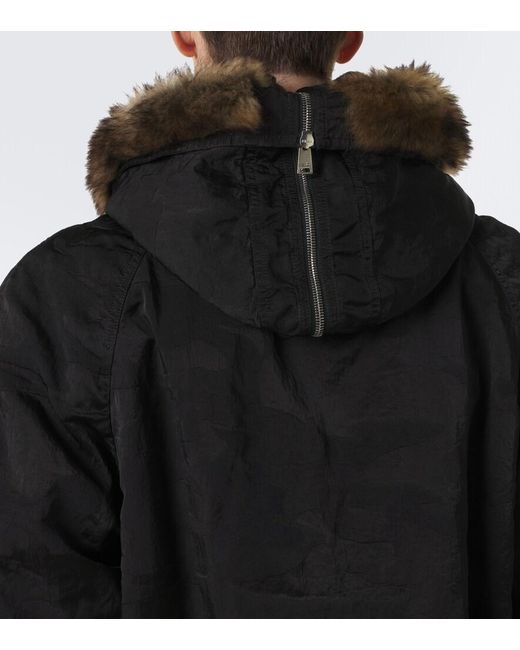 Fendi Black Shearling-Trimmed Technical Blouson Jacket for men