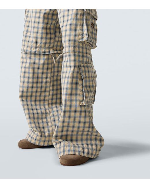 ERL White Checked Cotton Cargo Pants for men