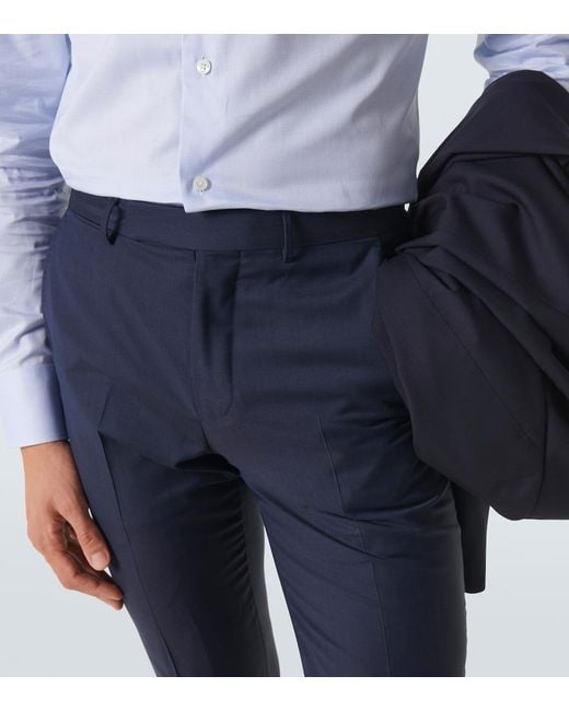 Zegna Blue Trofeo Wool Slim Pants for men