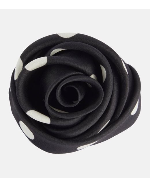 Saint Laurent Black Rose Silk Organza Brooch